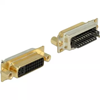DVI 24+5 υποδοχή θηλυκή, έκδοση συγκόλλησης, βύσμα αρσενικό ασημί