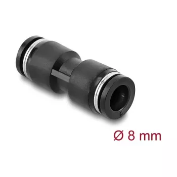 Σύνδεσμος πεπιεσμένου αέρα DELOCK 8 mm ευθύς, θηλυκό σπείρωμα, μέταλλο/πλαστικό, μήκος 39 mm, μαύρο