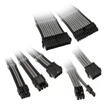 Πλεκτό σετ επέκτασης καλωδίων Kolink Core Adept – 6-τεμ. επεκτάσεις τροφοδοτικού και μητρικής, Επένδυση PET, Αγωγοί χαλκού, Μήκη 300–350 mm