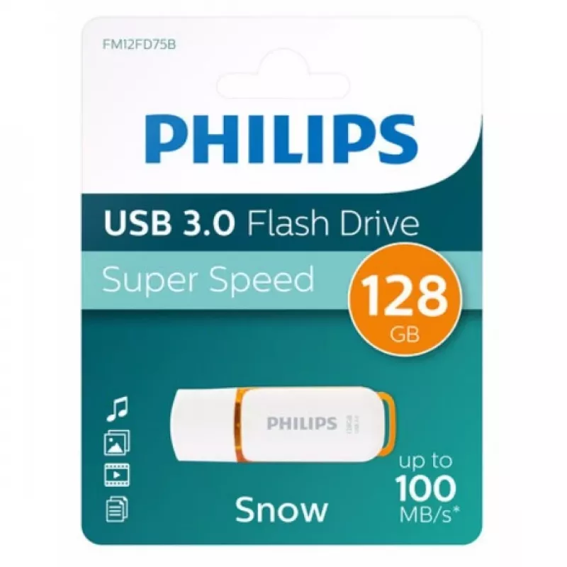Philips FM12FD75B/00 μονάδα flash USB 128 GB USB Type-A 3.2 Gen 1 (3.1 Gen 1) Πορτοκαλί, Λευκό