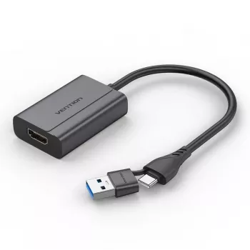 Προσαρμογέας καλωδίου Vention ACYHB – USB-C + USB-A σε HDMI, γκρι