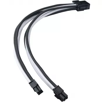 SilverStone PP07E - Καλώδιο επέκτασης τροφοδοσίας - 8-πολικό EPS12V (4+4) (M) σε 8-πολικό EPS12V (W) - 30 cm - Μαύρο, λευκό (SST-PP07E-EP