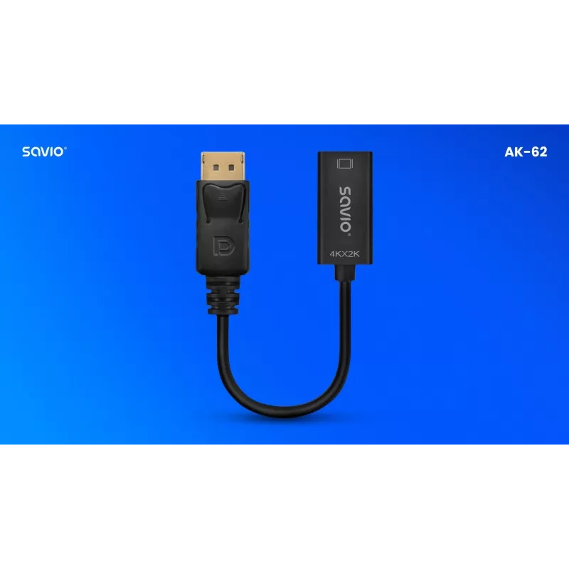 Αντάπτορας Savio DisplayPort (M) v1.2 - HDMI A (F) v1.4, 4K, AK-62