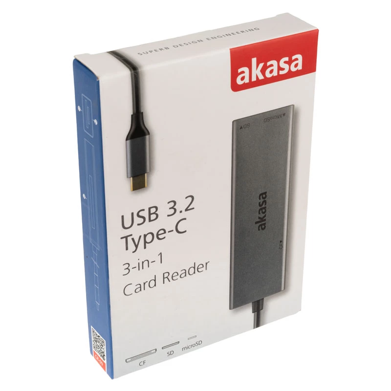 Αναγνώστης καρτών Akasa AK-CR-09BK USB 2.0 Type-C Γκρι