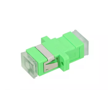 Προσαρμογέας οπτικών ινών Extralink SC/APC Singlemode Simplex με διαφανή καπάκια προστασίας από σκόνη, πράσινο