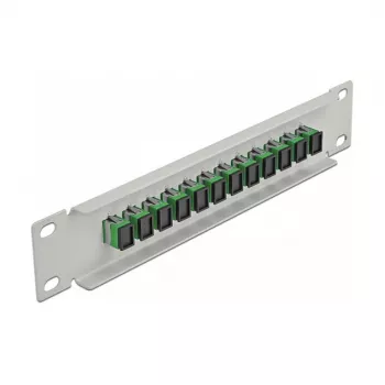 Patchpanel οπτικών ινών DeLOCK 10 ιντσών 12 Port SC Simplex πράσινο 1HE γκρι