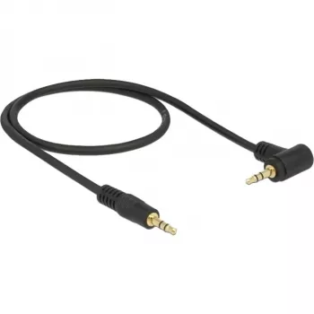 DeLOCK - Καλώδιο ήχου - 24 AWG - Mini-Phone Stereo 3,5 mm (Α) - Mini-Phone Stereo 3,5 mm (Α) - 50cm - Μαύρο - Σύνδεσμος υπό γωνία 90° (83752)