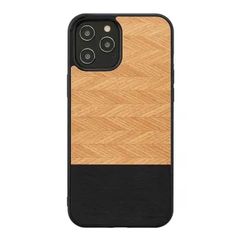 Θήκη κινητού Man and Wood για iPhone 12 / 12 Pro — μοτίβο ψαροκόκαλου Nero μαύρο