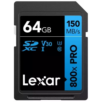Μνήμη flash SDXC Lexar 64 GB UHS-I 800xPRO — Class 10, U3, V30, 150 MB/s