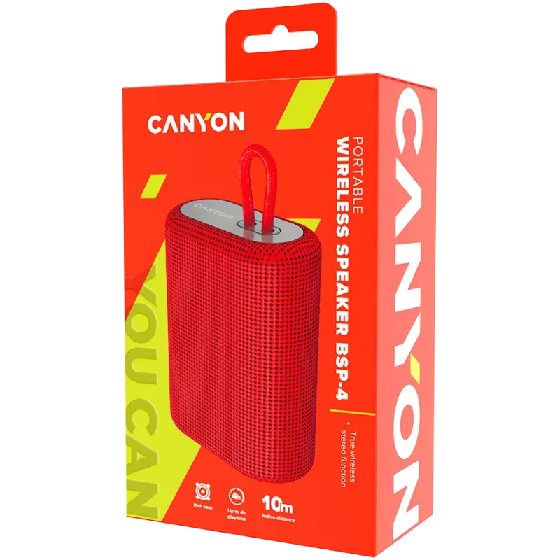 Canyon Ηχείο Bluetooth BSP-4 TF-Reader/USB-C/5W κόκκινο λιανική