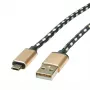 ROLINE 11.02.8820 Καλώδιο USB 1,8 m USB 2.0 USB-C Micro-USB B μαύρο - χρυσό (11.02.8820)