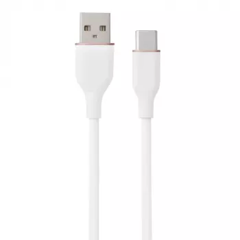Καλώδιο σιλικόνης USB Type-A - Type-C (λευκό, 1m)