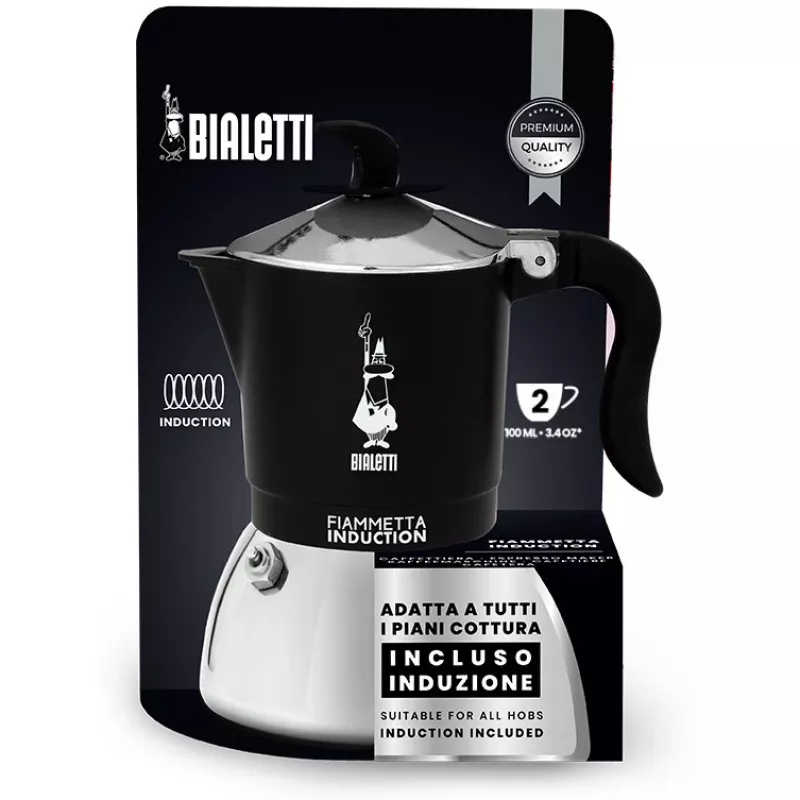 Καφετιέρα επαγωγής BIALETTI FIAMMETTA 2 φλιτζάνια, μαύρο