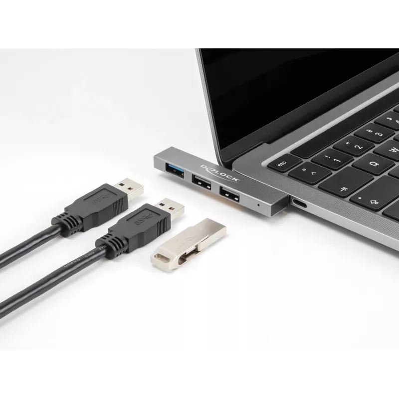 DeLOCK Hub USB 3 θυρών λεπτό USB Type-C 10 Gbps 2 x USB 2.0
