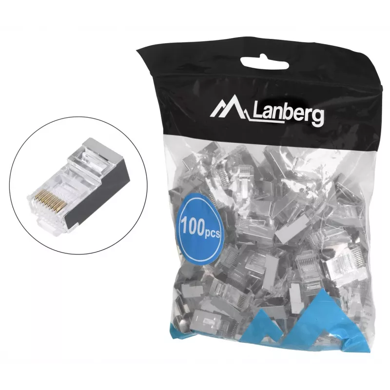 LANBERG RJ-45 βύσμα PLS-5000EZ, Cat5e, F/UTP (FTP), γκρι, 100 τεμ.