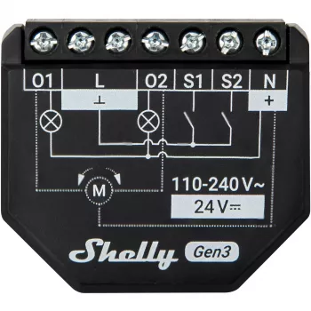 Shelly 2PM Gen3 Έξυπνος διακόπτης 2P μαύρο