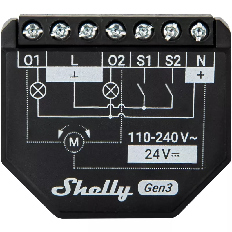 Shelly 2PM Gen3 Έξυπνος διακόπτης 2P μαύρο