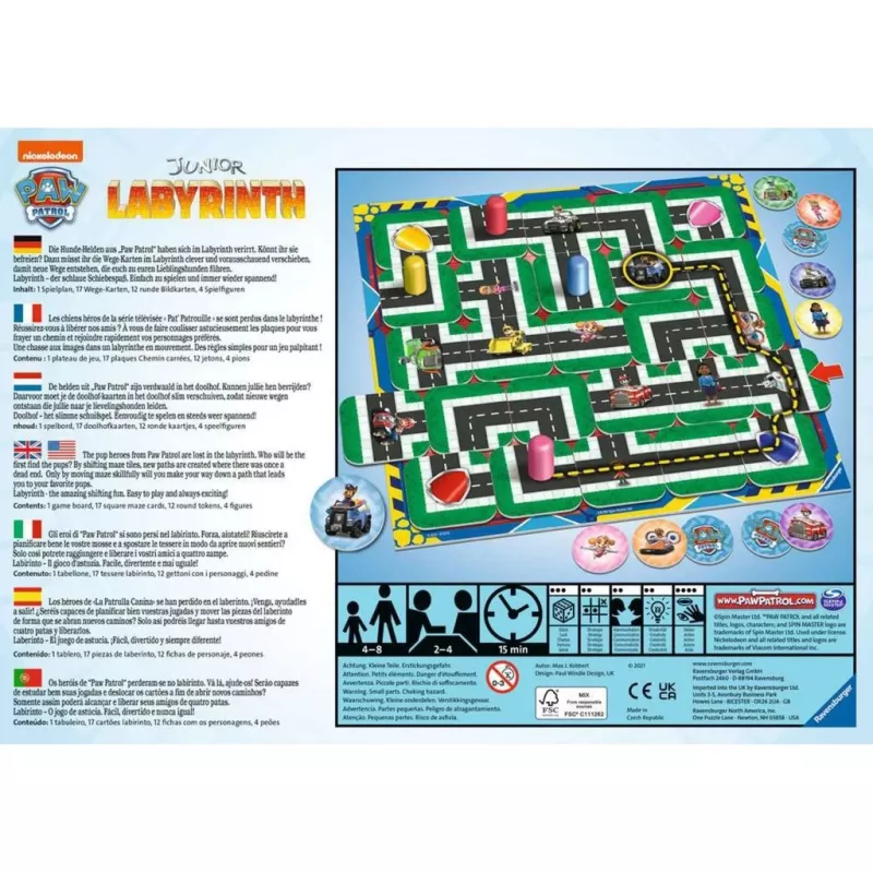Επιτραπέζιο παιχνίδι Ravensburger Paw Patrol Junior Λαβύρινθος