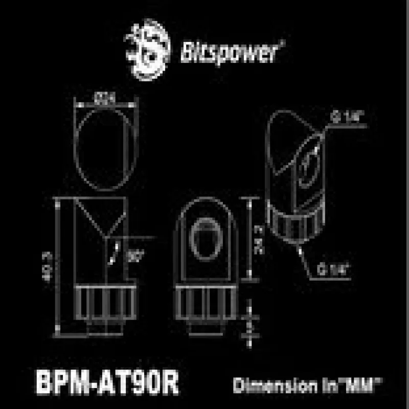 90° Rotary Tube Fitting BitsPower Artemis — platinium gray, μοντέλο BPM-AT90R-PG