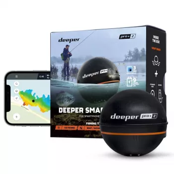 Deeper Smart Sonar PRO+ 2 ριπτόμενο sonar ψαρέματος, 100/240/675 kHz, βάθος 100 m, Wi-Fi, GPS, έως 9 ώρες, μαύρο