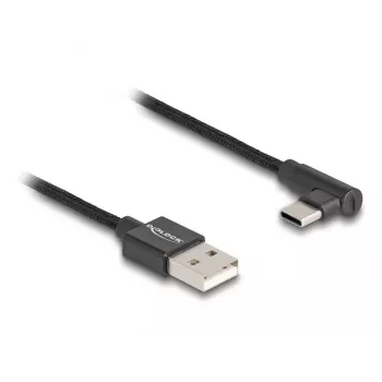 Καλώδιο DeLOCK USB 2.0 Type-A βύσμα σε USB Type-C βύσμα γωνιακό 0,5 m μαύρο