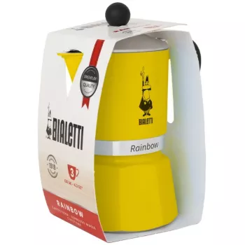 Καφετιέρα Moka Bialetti Rainbow μαύρο/κίτρινο — Καφετιέρα espresso από αλουμίνιο για κουζίνα, 1 τεμ.