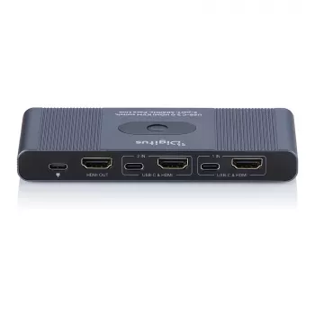 Διακόπτης KVM DIGITUS USB-C 3.0 HDMI 2 θυρών 4K60Hz, USB-C/USB-A, αλουμίνιο, 135×60×30 mm