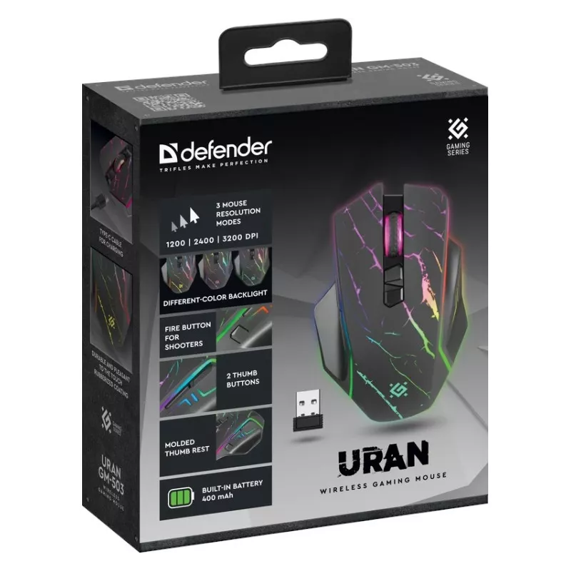 Ποντίκι DEFENDER GM-503 URAN OPTIC RF RGB 3200dpi 8P
