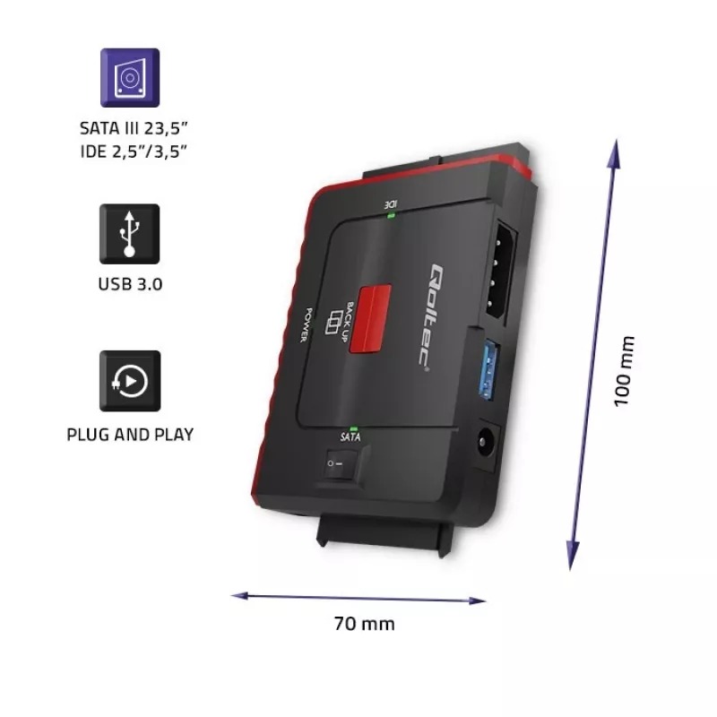 Προσαρμογέας USB 3.0 σε IDE SATA III QOLTEC 50645
