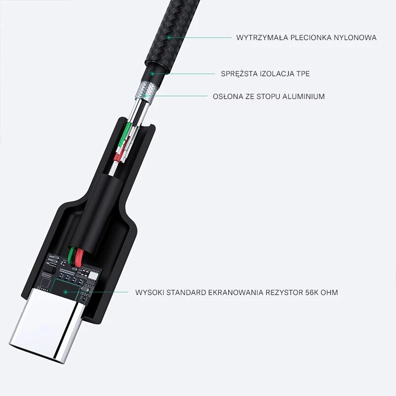 Καλώδιο USB-C σε USB-A Aukey CB-CA2, πλεξούδα νάιλον, Quick Charge 3 A, 1 m