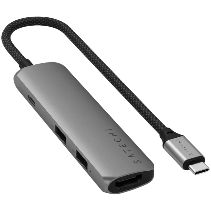 Satechi ST-P4SM Hub διασύνδεσης USB Type-C 10000 Mbit/s Γκρι