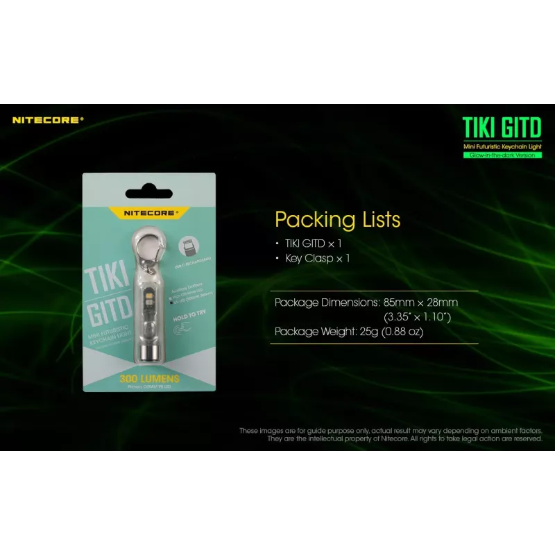 Nitecore TIKI GITD φακός, σειρά T, 300 λούμεν