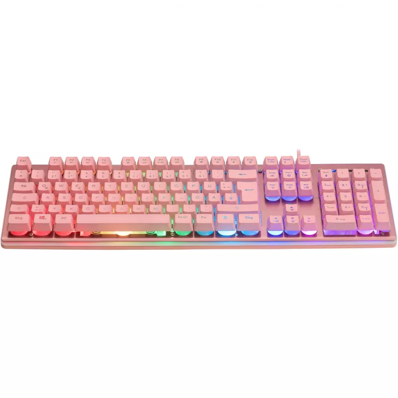 Deltaco GAM-021-RGB-P-DE - Πλήρες μέγεθος (100%) - USB - Διακόπτες μεμβράνης - QWERTZ - ροζ