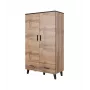 Cama Meble LOTTA 2D2D ντουλάπα, δρυς Wotan + ματ μαύρο