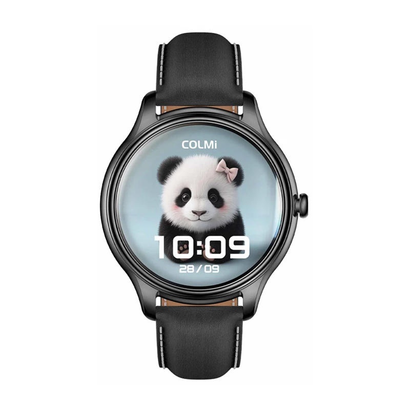 Smartwatch Colmi L28 με Μαύρο Σιλικόνης και Μαύρο Δερμάτινο Λουράκι