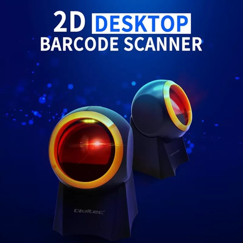 Qoltec 50857 ενσύρματος επιτραπέζιος σαρωτής barcode, 1D/2D, QR, USB, καλώδιο 1,75 m