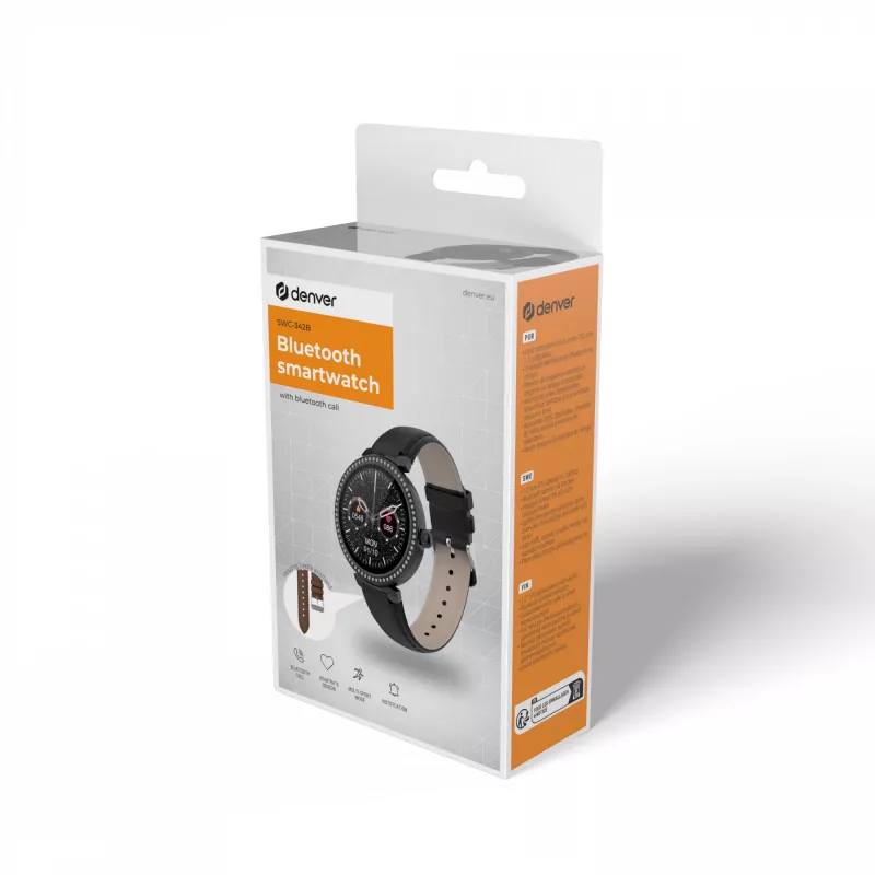 Έξυπνο ρολόι Denver SWC-342B, οθόνη αφής IPS 3,05 cm (1,2") 240 x 240 pixel, Bluetooth, μαύρο
