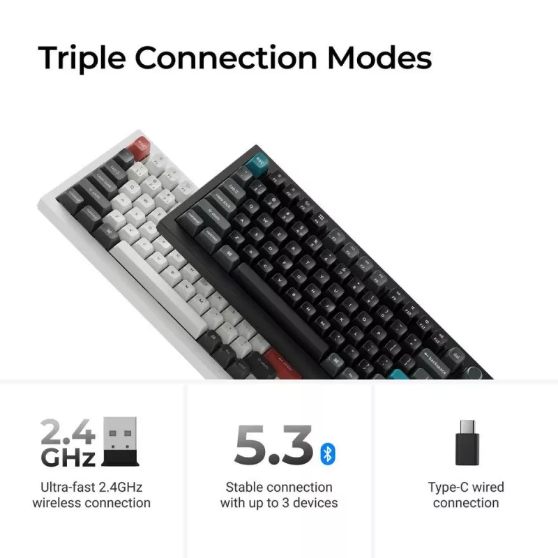 Μηχανικό πληκτρολόγιο Keychron Q1 Ultra 8K — 75% layout, USB + RF Wireless + Bluetooth, RGB, μαύρο