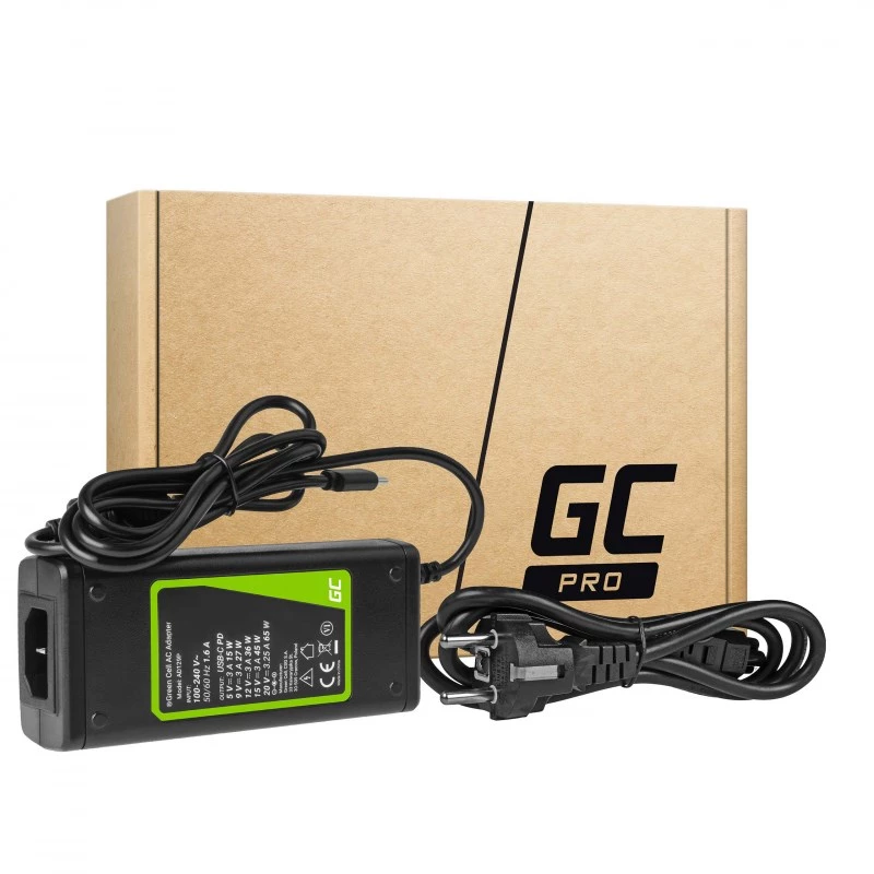Green Cell AD134P Φορτιστής USB-C Τροφοδοτικό AC 65W για Notebook Tablet Smartphone