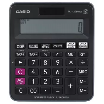 Casio MJ-120D Plus επιτραπέζια αριθμομηχανή, 12 ψηφίων, μπαταρία/ηλιακή, μαύρη