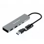 USB hub GrauGear G-HUB2C2A-10G — 4 θυρών USB 3.2 Gen 1 (2x Type-C, 2x Type-A), 10 Gbit/s, 100 W, αλουμίνιο, γκρι