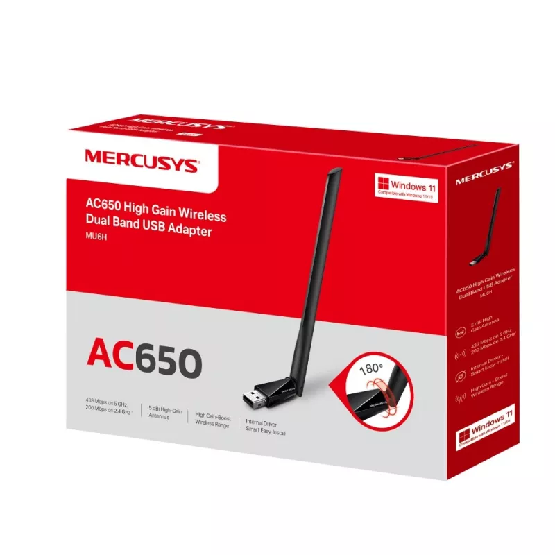 Mercusys AC650 High Gain Ασύρματος Dual Band USB Adapter