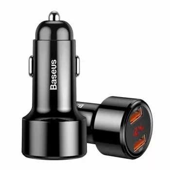 Baseus Magic CCMLC20A-01 φορτιστής αυτοκινήτου, 2x USB-A QC 3.0, 45 W, 6 A, οθόνη τάσης, μαύρος