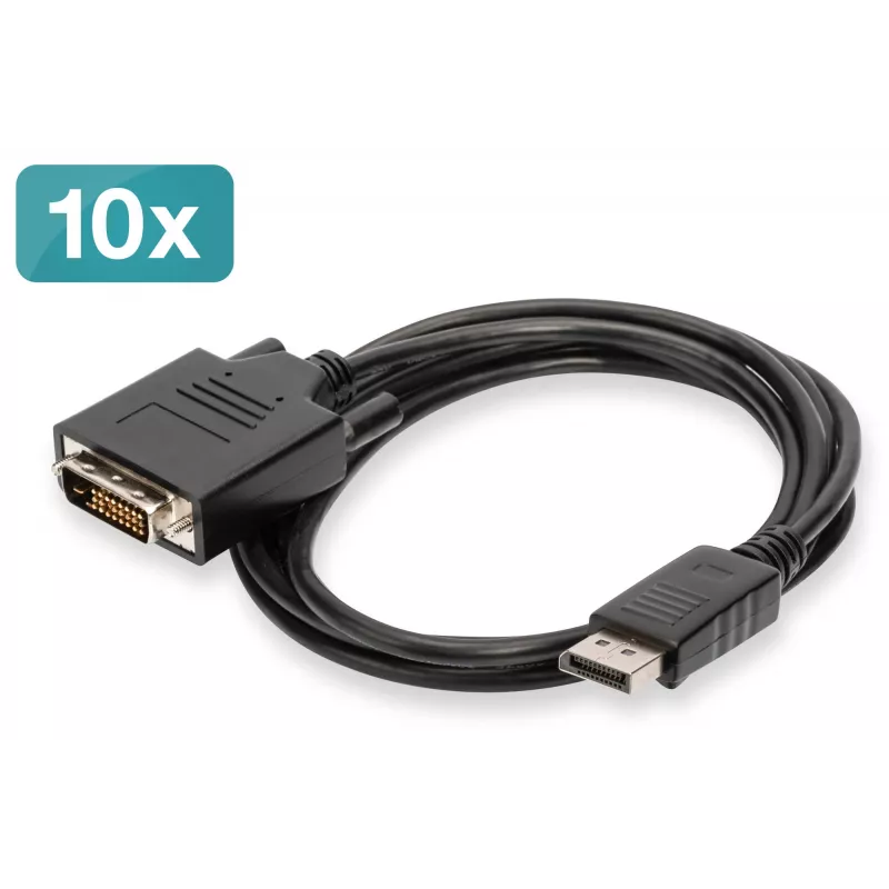 Καλώδιο προσαρμογέα Digitus DisplayPort – DVI, συσκευασία 10 τεμ.