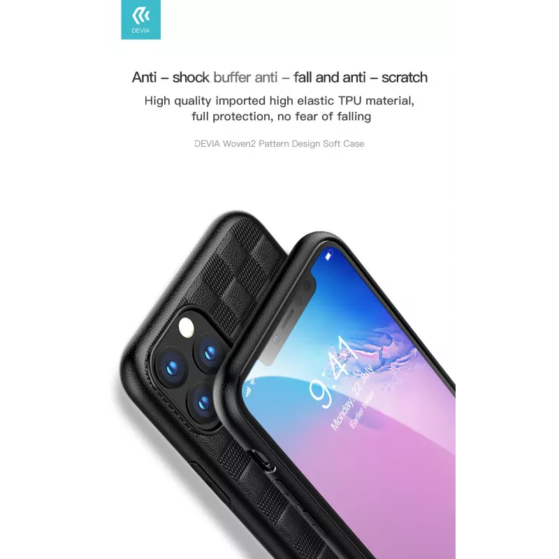 Προστατευτική θήκη Devia Woven2 για iPhone 11 Pro Max, υφασμάτινη υφή, μαύρο