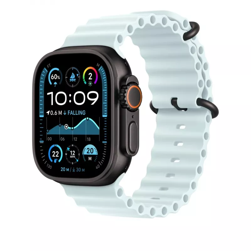 Apple 49mm Ice Blue Ocean Armband – Black Titanium Finish