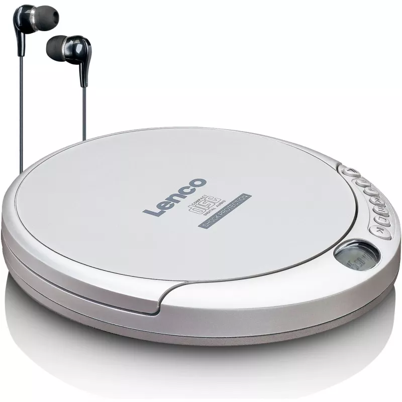 Lenco CD-201SI Φορητό CD player με λειτουργία audiobook και φόρτισης, ασημί