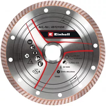 Διαμαντένιος δίσκος κοπής EINHELL 150×1,6 mm για γωνιακό τροχό μπαταρίας, διάτρηση M14