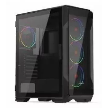 KRUX Heko KRXD001 κουτί υπολογιστή Midi Tower, ATX/micro-ATX/mini-ITX, διάφανο πλαϊνό πάνελ, ARGB, 4 ανεμιστήρες 120 mm, κάρτα γραφικών έως 34 cm, ψύκτρα CPU έως 165 mm, μαύρο