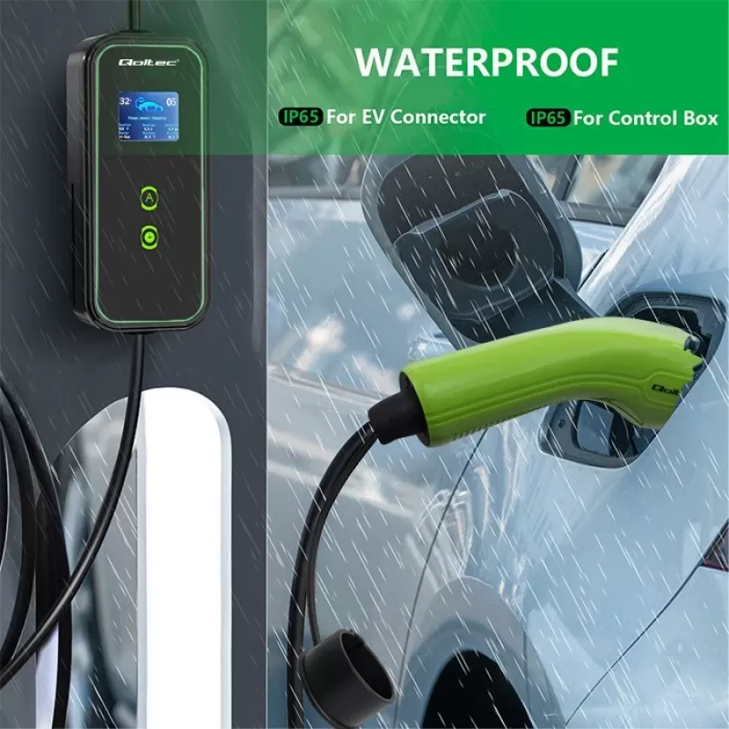 Qoltec Mobile EV Car Charger Adjustable 2in1 Type2 | 7kW | 230V | CEE 3 PIN | Wi-fi| LCD | φορητός | Wallbox | 5m